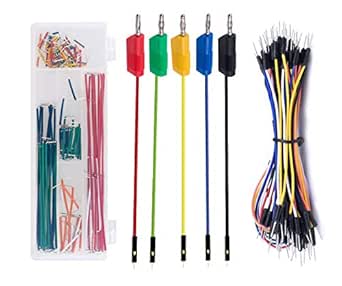 Makeronics Lötfreies Steckplatinen-Überbrückungs-Set, 5 Bananenstecker auf Überbrückungsdrähte + 140 vorgeformte weiche Steckplatine aus massivem Kupfer (Lichtbox-Verpackung) + 65 Stück