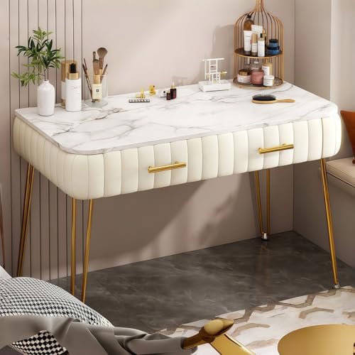 Bxzzuis 卓上ドレッサー、小型化粧台、大容量収納力、省スペース、引き出し収納付き、コンパクト、省スペース 姫系 、寝室ファッション組み立てが簡単 (80cm,ベージュ)