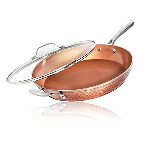 GOTHAM STEEL Bratpfanne mit Deckel Bratpfanne, 25,4 cm Large kupfer Cover
