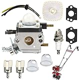 TINVHY 7222 Carburetor Replacement for 2 Cycle Mantis Tiller 7222E 7222M 7225 Cultivator for Zama C1U-K54A with Fuel Filter Gasket