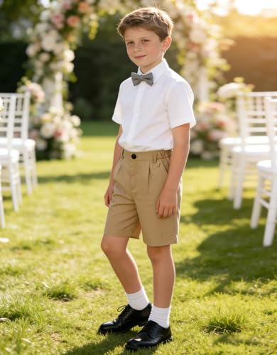 Image of LOLANTA Boys Dress Shorts, Kids Summer Shorts School Uniform Outfit,Flat Front, Solid, Adjustable Waist 2-14 Years