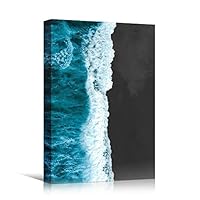 Canvas Wall Art Coastal Aerial View Beach Beach Blue Coastal Cool Photography Relax/Calm - 12x18 inches