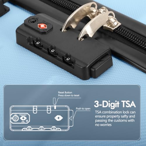 Image of AnyZip Luggage PC ABS Hardside Lightweight Suitcase with 4 Universal Wheels TSA Lock 20 24 28 Inch, LightBlue, 5 piece set, Fashion