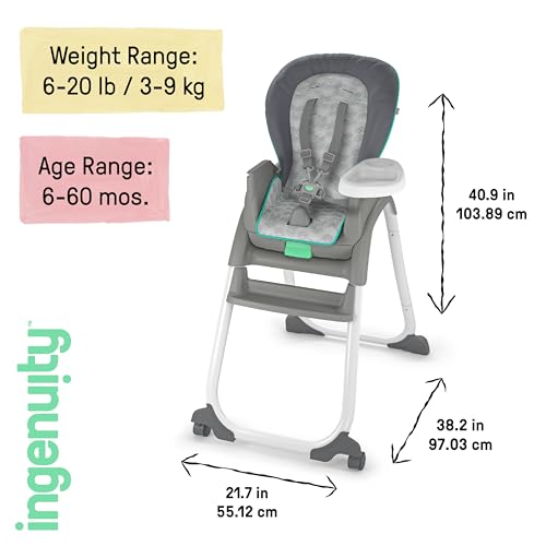 Ingenuity Full Course 6-in-1 High Chair - Baby to 5 Years Old, 6 Convertible Modes, 2 Dishwasher Safe Trays - Astro - Image 5