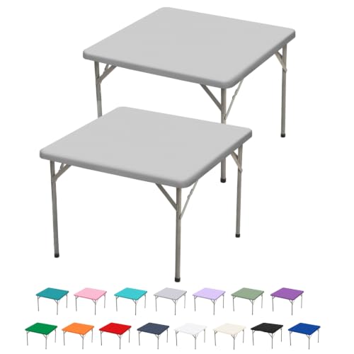 BDDC 2 Pack 34" x 34" Square Fitted Table Cloth Cover Elastic