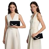 Larcenciel Clutch czarna, elegancka zamszowa torebka ze zdejmowanym łańcuszkiem, klasyczna aksamitna koperta, modna koperta z zamszu, na wesele, imprezę, 22 x 11 x 5 cm