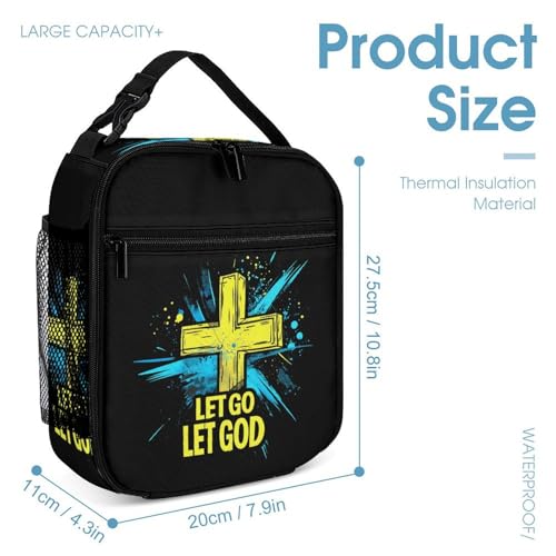 Splash Let Go Let God Travel Backpack Lunch Box Pencil Case 3Pcs Set for Men Women Office Outing University4