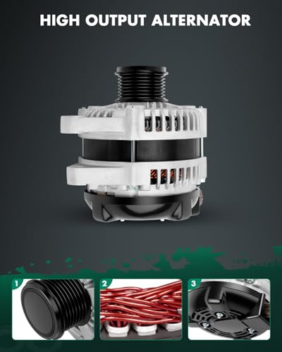 Image of SCITOO Alternator Fits for Lexus GS300 2006, GS350 2007-2011, IS250 Sedan 2010-2013, IS350 Sedan 2010-2013 - 12V 150Amp CW 7-Groove Decoupler Pulley, Replace OE 11196 104210-2050 27060-31060