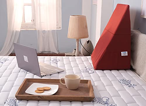 Image of Kurl-On Polyester Compact Foldable Wedge Pillow For Sleeping, Reading, Working, Rest Or Elevation- Breathable And Washable Cover,55.9 X 50.8 X 30.5 Cm, Red Color,1 Piece