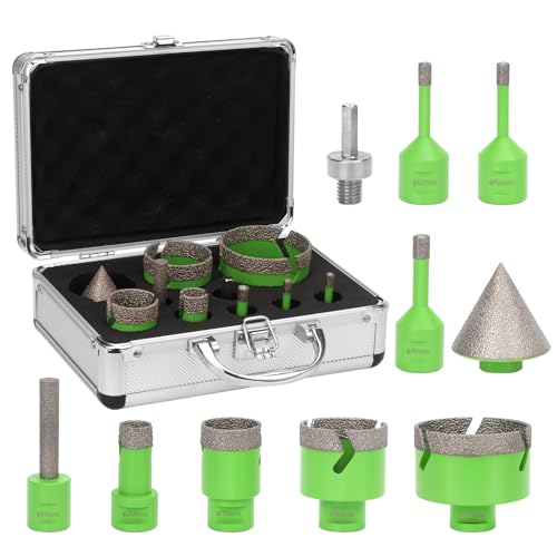 Snowtaros Conjunto de broca de diamante M14, 6/6/8/20/35/50/68 mm brocas diamantadas com 50 mm broca chanfre, 10 mm broca de dedo, adaptador para Porcelana, azulejos, granito, grês, mármore