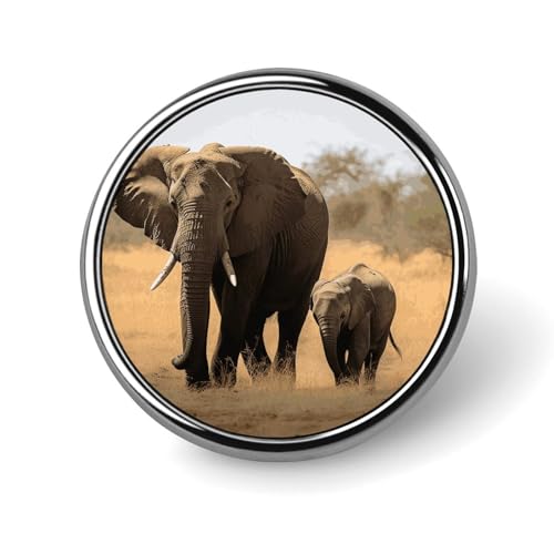Broche de la Saint-Valentin ronde avec motif de mère d'éléphants