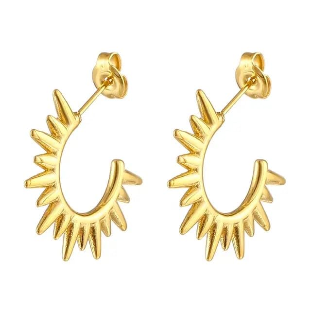 Gold Plated Hoop Earrings for women | Stylish Half hoop Thorns Designed Earrings Suitable for Girls | Stainless Steel Fashion Jewellery Golden Hoops for women (B0CXM1DLRZ) Amazon Price History, Amazon Price Tracker