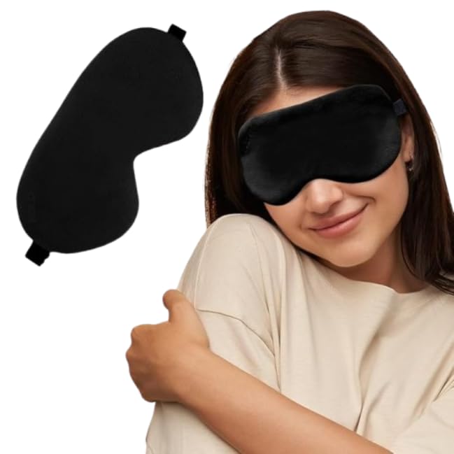 ANYVERA Eye Mask for Sleeping with Adjustable Strap Super Soft Sleeping Mask Blind Fold for Comfortable Sleep Travelling Sleep Mask Pad for Girls Sleeping Eye Mask Blind Folds for Sleeping - Black-picture-40