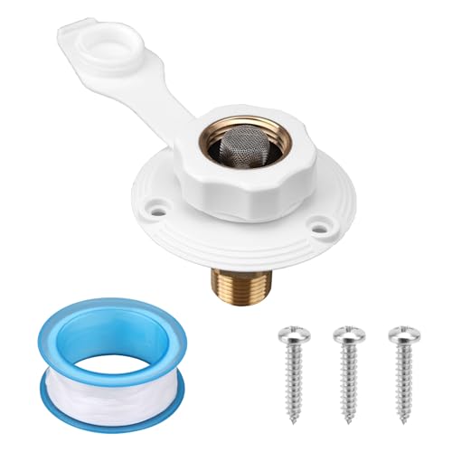 lasuroa Entrada de Llenado de Agua para RV, Repuesto Conexión Agua Urbana Rosca Macho 1/2' RV Water Inlet Conector Manguera con Válvula Retención para Autocaravana Remolque Caravana Marina