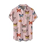 Men's Athletic Shirts & Tees with Pocket Oversize Button Up Blouses Funny Airplane Printed Graphic T