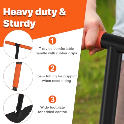 ATUHOLA Manual Edger Lawn Tool, 41-inch Lawn Edger with Saw Tooth Blade, Half Moon Hand Edger with Metal Shaft, T-Grip Handle, Heavy Duty Garden Edger Tool for Sidewalk, Grass, Yard, Landscape by ATUHOLA - Image 6