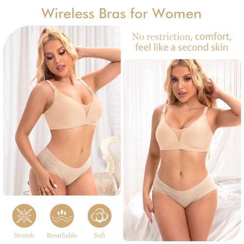 Image of Ganado Seamless Wireless Bras for Women No Underwire Bras Supportive Bralette Padded Comfort T Shirt Bra