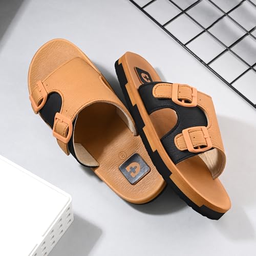 Image of DOCTOR HEALTH SUPER SOFT Men Comfortable Double Strap Slippers with Adjustable Buckles, Cushioned Footbed and Anti Slip Sole, Casual Everyday Wear Sliders for Indoor and Outdoor Use