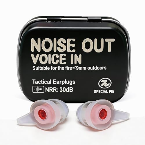 Shooting Ear Plugs with Impulse Noise Reduction, 30 dB NRR Filtered Hearing Protection - Silicone & Reusable Ear Plugs for Outdoor Shooting, Firing Range & Hunting