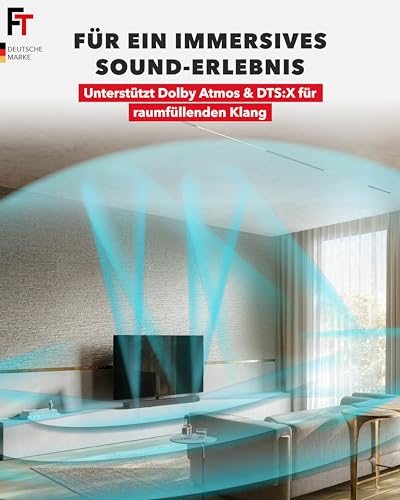 FeinTech AX340 HDMI 2.1 eARC Pass Switch Audio Extractor für eARC-Soundbar - Unterstützt 8K 60Hz, 4K 120Hz, VRR, ALLM, Dolby Atmos, DTS - Audio Splitter für Soundsysteme mit eARC und ARC (4 Inputs)