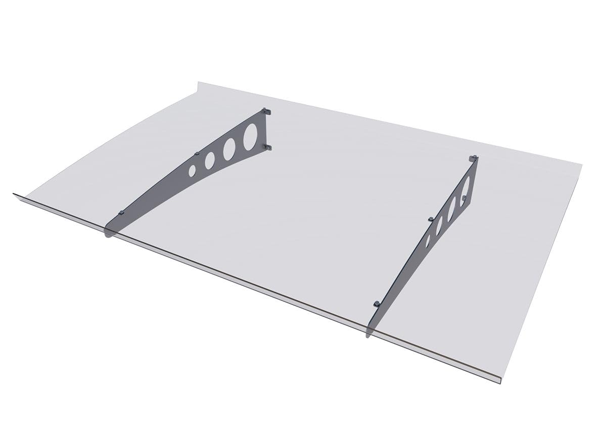 Pensilina trasparente con supporti in acciaio solido 140x90 cm | Tettoia trasparente