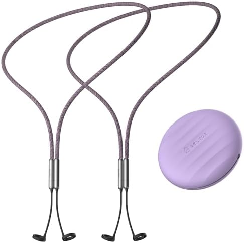 Earplug Lanyard with Magnetic Safety Cord – 2 Pack Silicone Anti-Loss Strap with Case | Tug-Resistant, Quick Access, Easy to Install | Compatible with Earplugs, Earbuds, Earphones, Violet