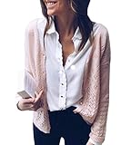  ORANDESIGNE Pull en Maille v-Cou décolleté Dos Manches Longues Mode lâche décontracté Femme Rose M