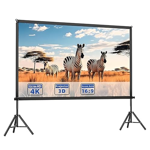 Schermo per Proiettore 16:9 4K da Esterni con Treppiede, Schermo Cinematografico Portatile con Borsa, Schermo di Proiezione Anti-Luce per Home Theater Campeggio(60inch/133x75cm)