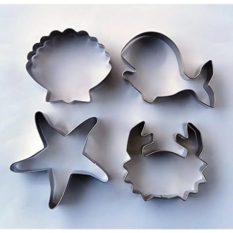 Ocean Creature Cookie Cutter Whale Starfish Crab Shell Biscuit Stainless Steel Fondant Baking Mold Set Cover