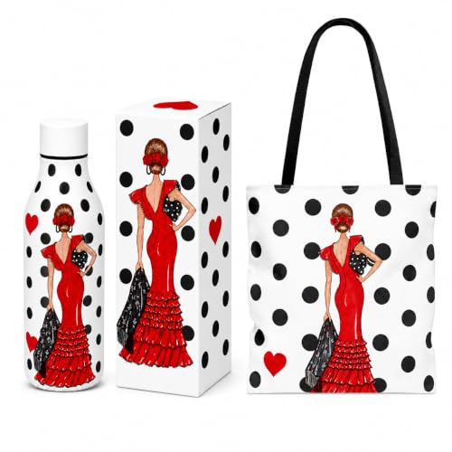 illustrArte Pack Regalo Manuela: Botella Térmica + Bolso Málaga