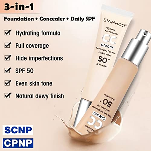 SIAMHOO Fondotinta CC cream con Spf 50+ Fondotinta...