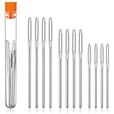 Outus Large-Eye Blunt Needles Steel Yarn Knitting Needles Sewing Needles Darning Needle, 9 Pieces (Silver)