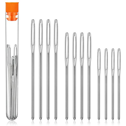 Outus 9 Pieces Large Eye Blunt Needles 3 Sizes Steel Yarn Darning Knitting Sewing Blunt Needles