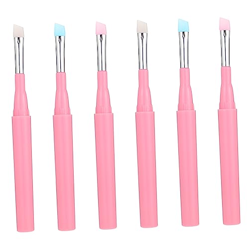 Vaguelly 6Piezas Cepillos De Silicona Para Maquillaje De Ceja Cepillos Cosméticos Multiusos Colores Para Aplicación Precisa y Portátil