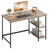 VASAGLE Bureau d'Ordinateur, 120 x 60 x 76 cm, Table Informatique, Style Moderne, pour Bureau à Domicile, Chambre à Coucher, Salon, Marron Camel et Noir d'encre LWD047K01