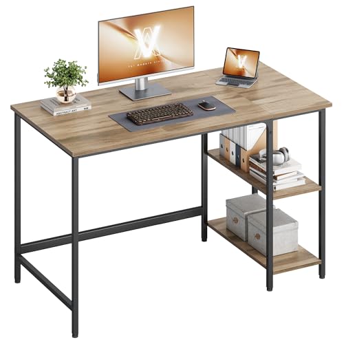 VASAGLE Computer Desk, Office Desk, 120 x 60 x 76 cm, Industrial Style, for Study, Bedroom, Living Room, Camel Brown and Ink Black LWD047K01