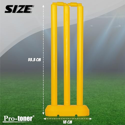 Image of Protoner Cricket Set with Wooden Bat, Stumps and Ball, Sports Kit for Kids and Adults (Kids)