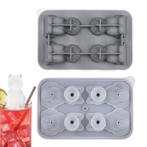 Molde para cubitos de hielo para gatos, molde para hacer hielo DIY | Molde de silicona con 4 huecos, moldes divertidos, molde para cubitos de hielo para gatos, moldes reutilizables para hombre y mujer