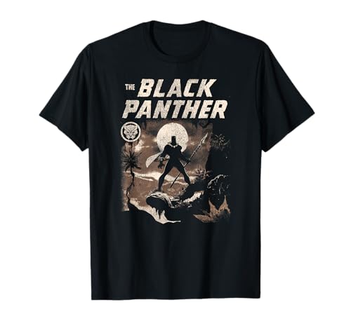 T-shirt Black Panther Marvel vintage coton doux fini l'imprimé rigide qui craquelle
