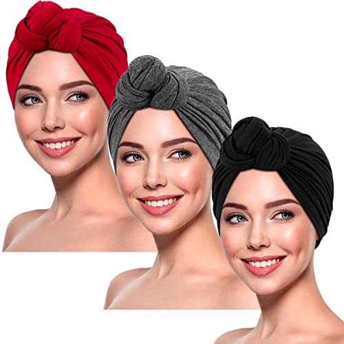 Women's Beanie Turban Hats, Indian Hats Headscarves,, Black, L