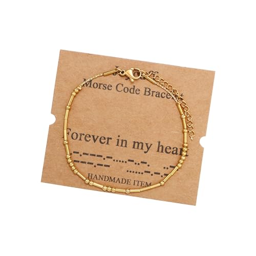 Image of JoycuFF Inspirational Morse Code Bracelets for Women Silver Beads Jewelry Encouragement Mantra Gifts for Her