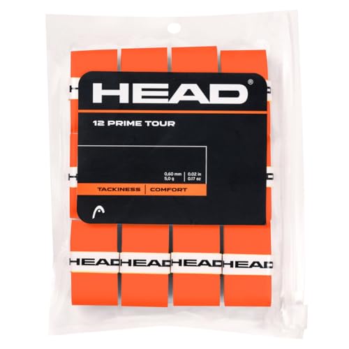 HEAD Paquete de 12 Cintas de Agarre Unisex Prime Tour Overgrip Color Naranja, tamaño estándar UE