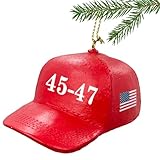 Christmas Trump Hat Ornament - 2024 Christmas Ornament Tree Decoration Funny Gag Gifts for President Donald Trump Merchandise Hat 45-47
