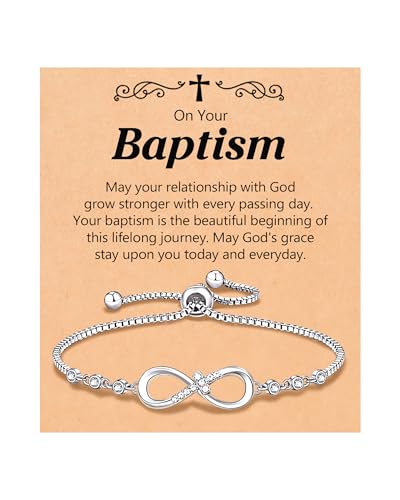 Love is Forever-Infinity CZ Cross Bracelet Baptism Religious Christian Birthday Gifts for Women Girls Her