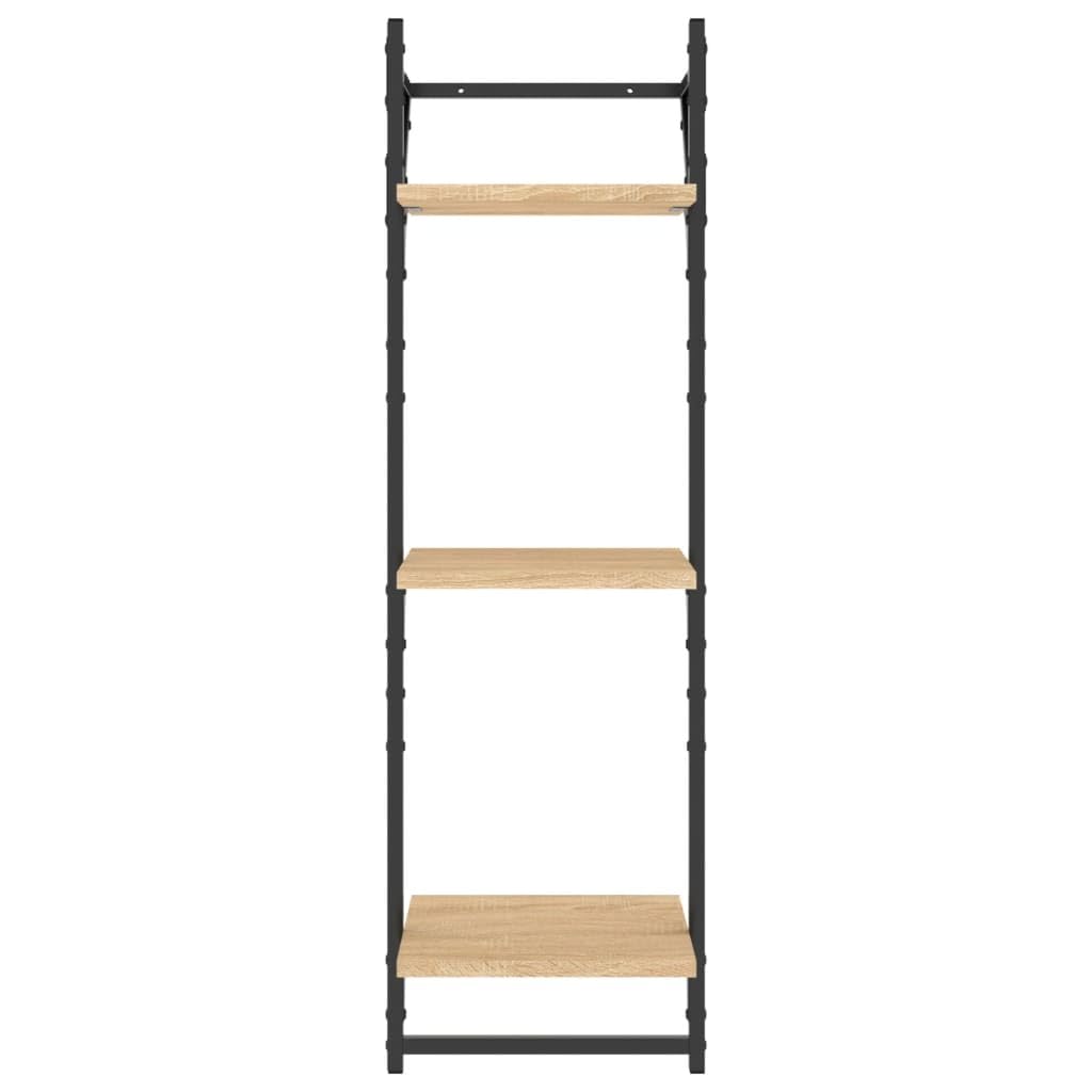 6-częściowy zestaw regałów ściennych, dąb sonoma, materiał drewnopochodny, z drążkami, szerokość 30-100 cm, do sypialni, łazienki, do montażu na ścianie