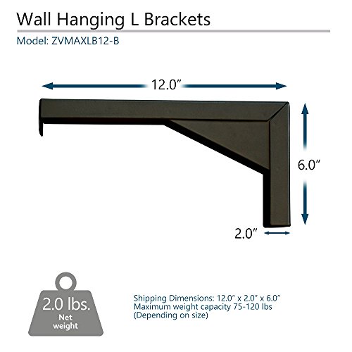 Elite Screens 12" Black Projector Screen L-Brackets, Reinforced Single Metal Welded Construction, Wall Or Ceiling Mount - Includes Hooks And Hardware, Model: Zvmaxlb12-B #TOP1
