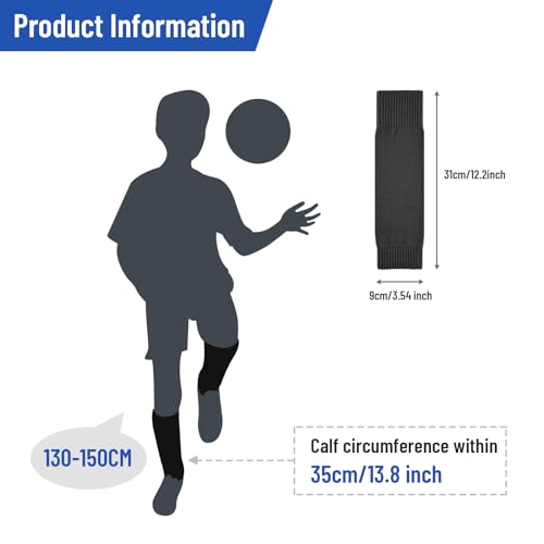 Peaken Football Sock Sleeve, 3 Pair Team Leg Sock Black Sock Sleeve Football for Football Running or Training Beginner (Kids, Black) - Image 2