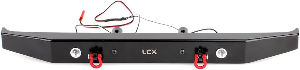 LCX Racing 1/6 RC Crawler Car HD Metal Rear Bumper w/Led Red Shackle for Axial SCX6 AXI05000, Upgrades Parts Accessories (Rear)