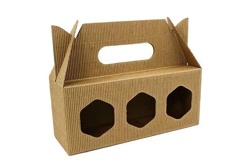 4BEE Geschenkverpackung für Honiggläser – 10er-Set – Papier – Wellpappe – Tragegriff – 10 Stück für drei Honiggläser mit je 210 ml – Maße: 210 x 70 x 88 mm
