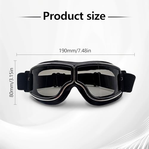 Galenecx Motorradbrille, PU Leder Brilles Staubdicht Motocross Brille, Motorradhelm Brilles Winddicht, Vintage Motocross Brille, Für Motorcycle Bike Outdoor-Sportarten